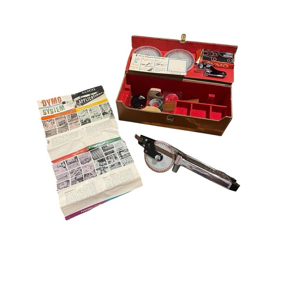 Dymo Vintage 1960s Embossing Tape Labeler with Case / Accessories Metal Chrome - Picture 1 of 11
